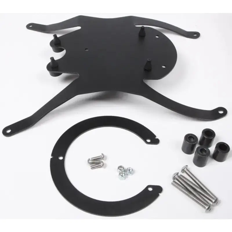 Black metal motorcycle luggage rack with mounting hardware for BF15 Tanklock Mount