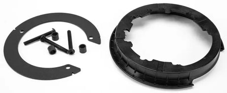 Black speaker mounting ring and hardware kit for Tanklock Bag mounting hardware setup
