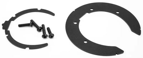 Black metal horseshoe-shaped mounting bracket with screws for Tanklock Bag mounting hardware