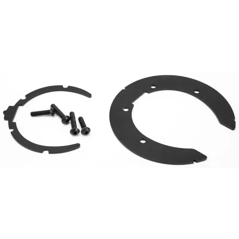 Black metal horseshoe-shaped mounting bracket with screws for Tanklock Bag mounting hardware