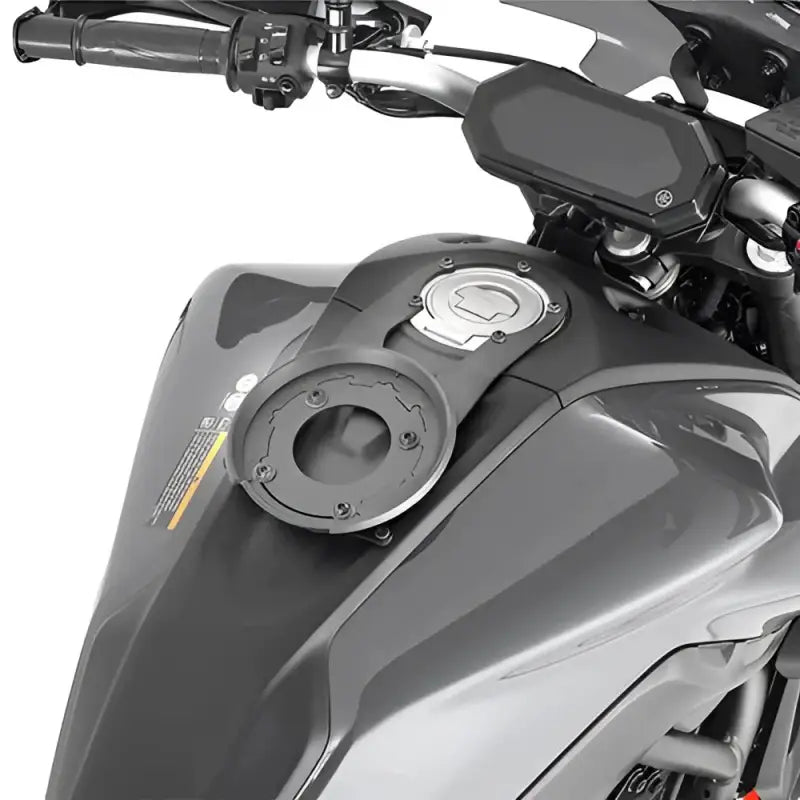 BF60 Tanklock mount on motorcycle fuel tank for secure tankbag attachment