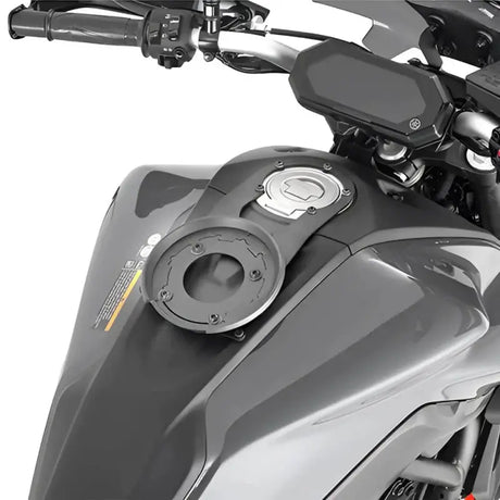 BF60 Tanklock mount on motorcycle fuel tank for secure tankbag attachment