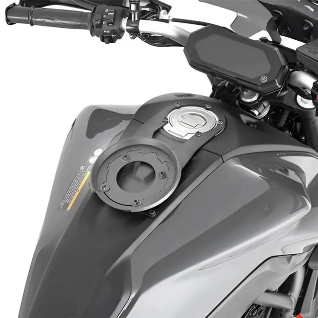 BF60 Tanklock mount on motorcycle fuel tank for secure tankbag attachment