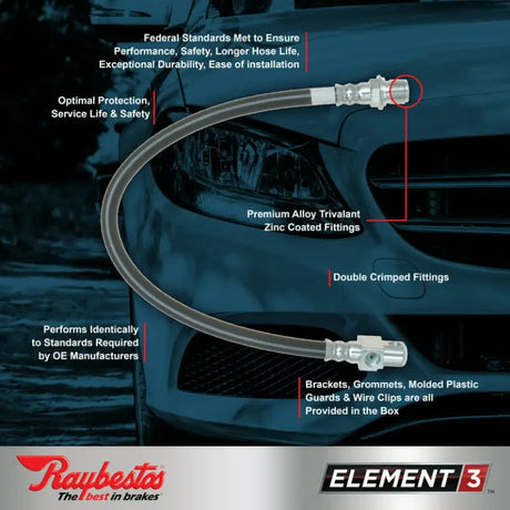 Brake hose with zinc-coated fittings for BH16179 Raybestos Brake Hose replacement