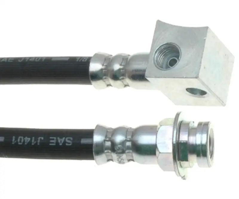 Two black brake hoses with metal fittings for BH38353 Raybestos Brake Hose replacement