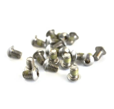 Pile of silver-colored Big Gun 4x20 Baseplate Allen screws for sturdy mounting