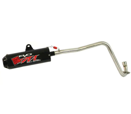 Black and silver motorcycle exhaust system from Big Gun Evo M Series Mini Blkout
