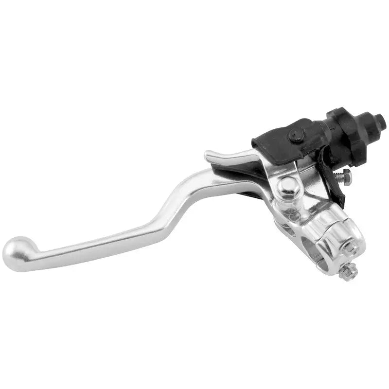 Silver motorcycle clutch lever with black reservoir for Bike Master Clu Lever Assem W Quick Adjust