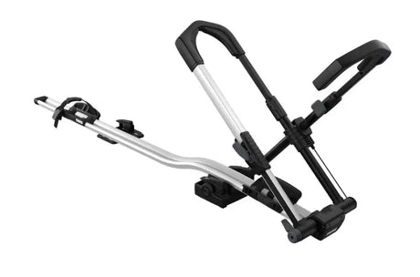 Bike Rack Roof Mount; Holds 1 Bike; Up To 44 Pound Weight Capacity; Fort Mount With Tire Clamp; Non-Foldable; Black