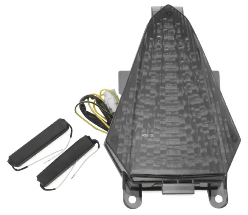Smoked motorcycle tail light with resistors for Yamaha YZF-R6 integrated tail light upgrade