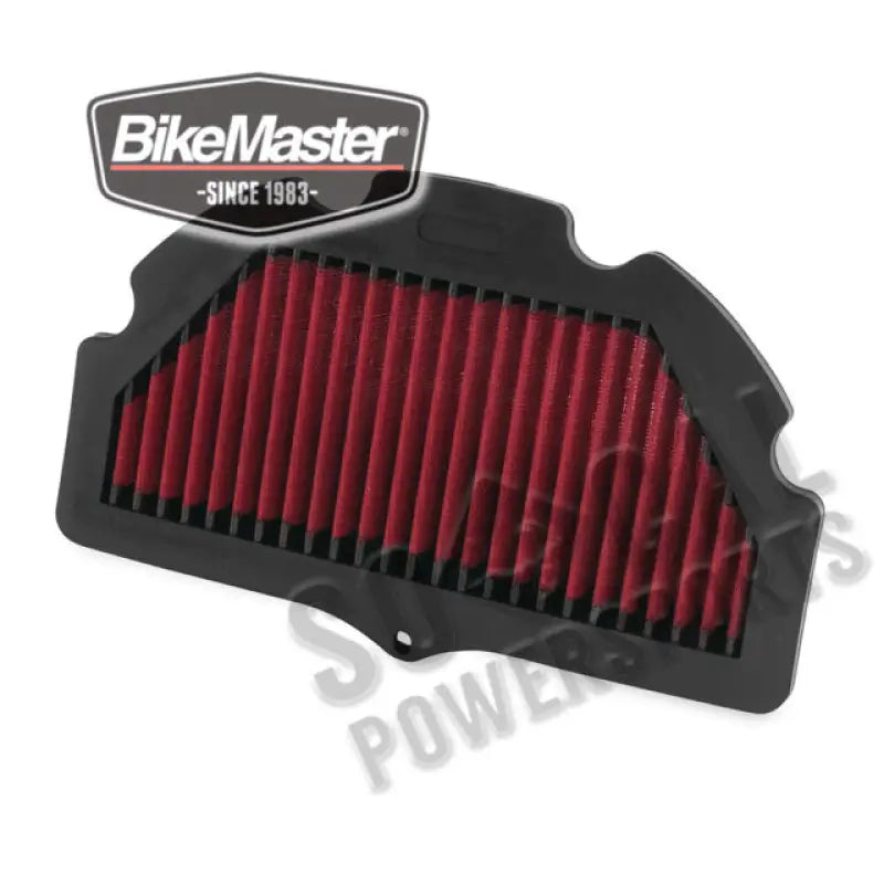 Red air filter with black frame for Suzuki GSX-R600 boosts optimal engine performance