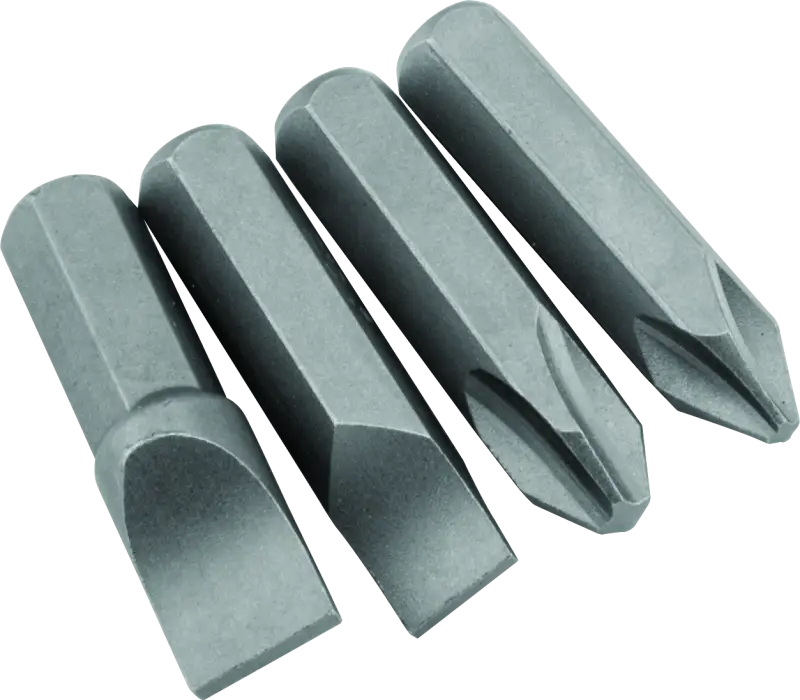 Assorted screwdriver bits for impact driver in BikeMaster 4-Pc replacement tips kit