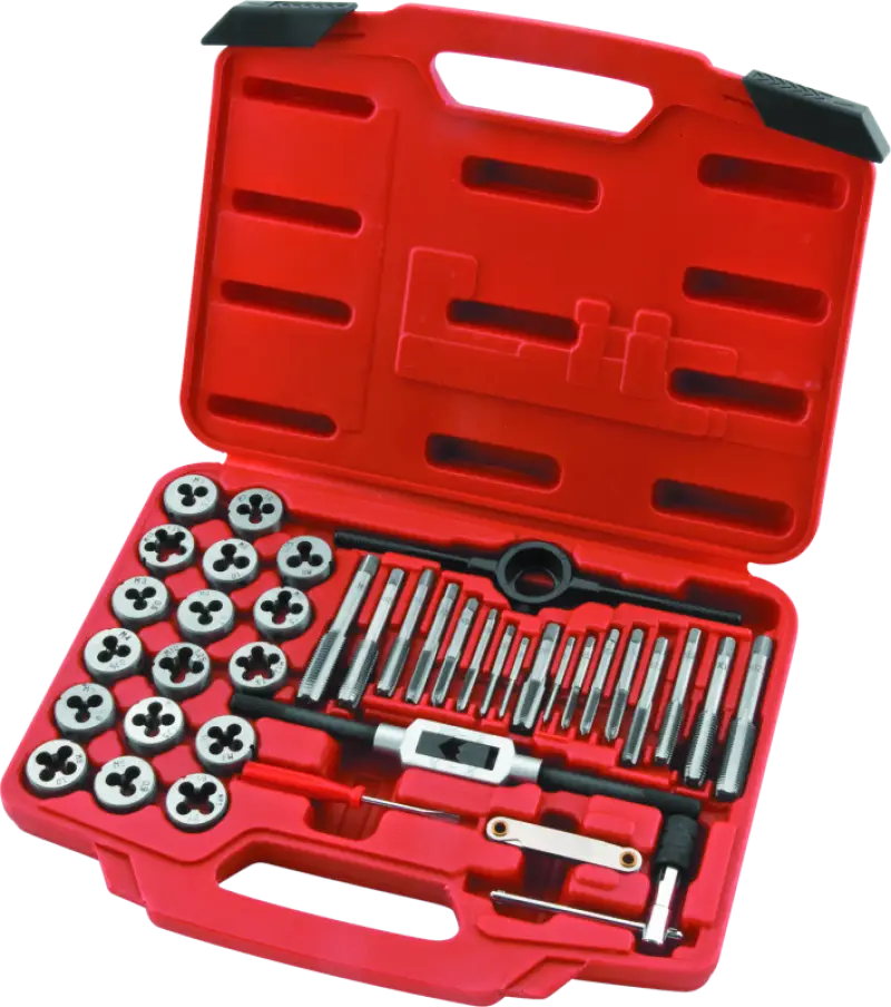 Red tap and die set in case for bike repairs - perfect die wrench set or wrench set