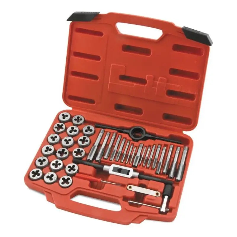 Orange tap and die wrench set for bike repairs from BikeMaster 40-pc die wrench set