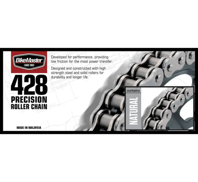 BikeMaster 428x110 chain with precision roller links for smooth rides