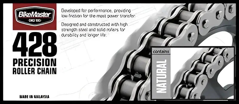 Picture of BikeMaster 428x86 Chain showing the BikeMaster 428 86 precision roller chain