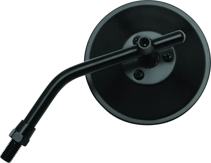 Black adjustable round mirror for bikes shown in BikeMaster 4in Chrome Round Mirror