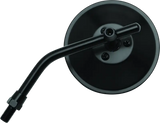 Black adjustable round mirror for bikes shown in BikeMaster 4in Chrome Round Mirror