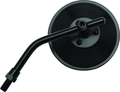 Black adjustable round mirror for bikes shown in BikeMaster 4in Chrome Round Mirror