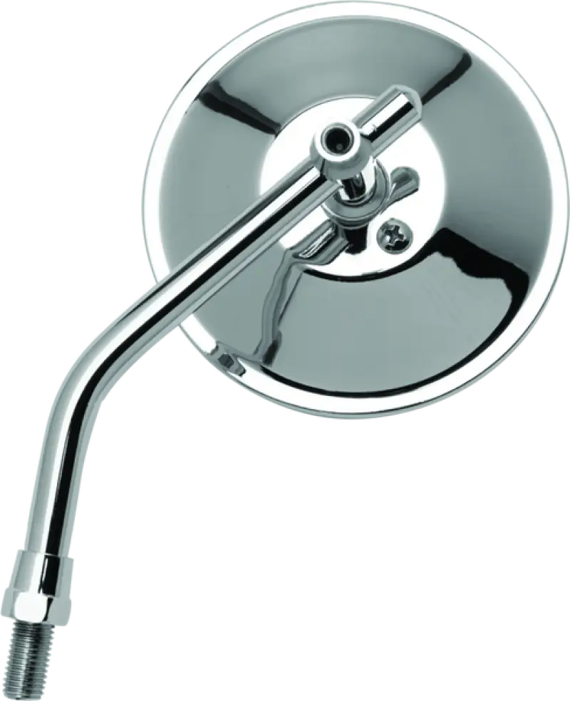 Chrome Motorcycle Mirror showcasing BikeMaster 4in Adjustable Round Mirror 10mm