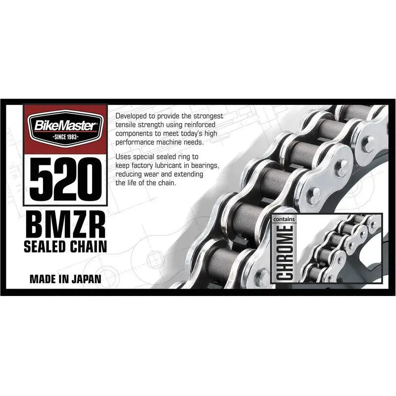 BikeMaster 520 BMZR Rivet Link motorcycle chain for easy repairs and upgrades