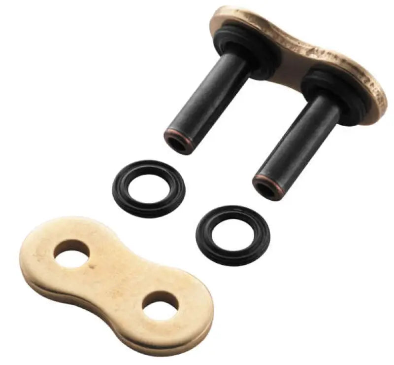 Motorcycle chain link assembly showing BikeMaster 525 BMZR Rivet Link Gold