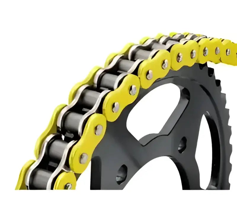 Yellow and black bikemaster 525x120 bmxr motorcycle chain for BMX riding