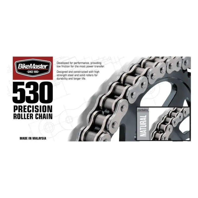 BikeMaster 530x100 chain showing precision roller links for bike maintenance