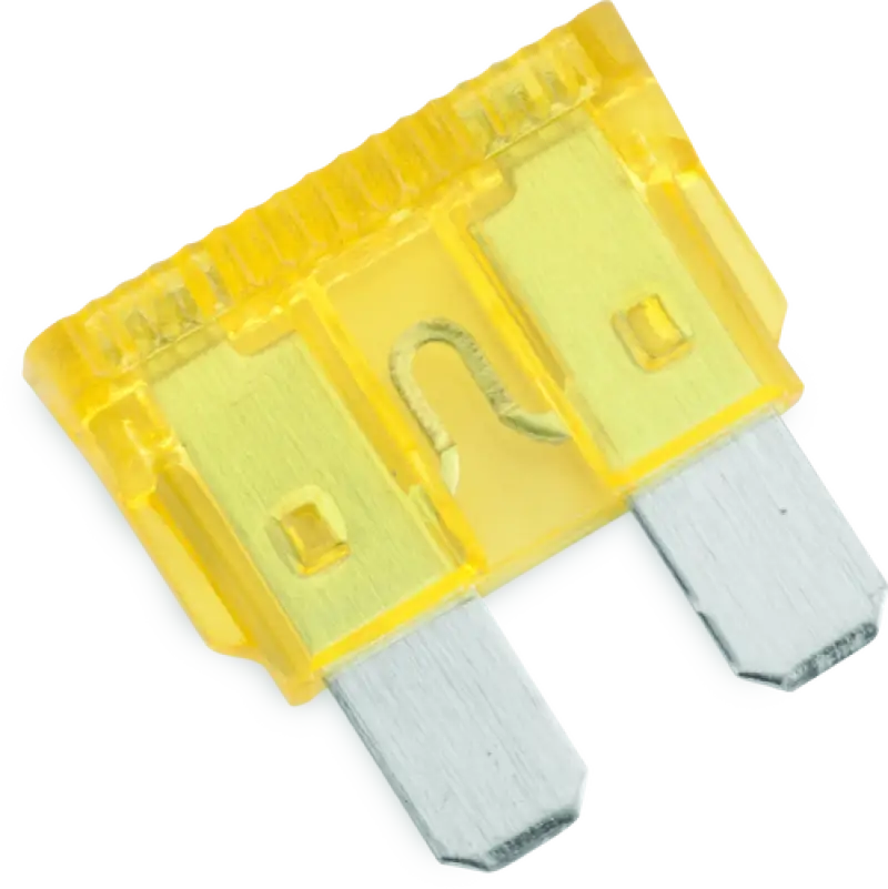 Yellow automotive blade fuse from the BikeMaster 5Piece 20A Replacement Fuse set