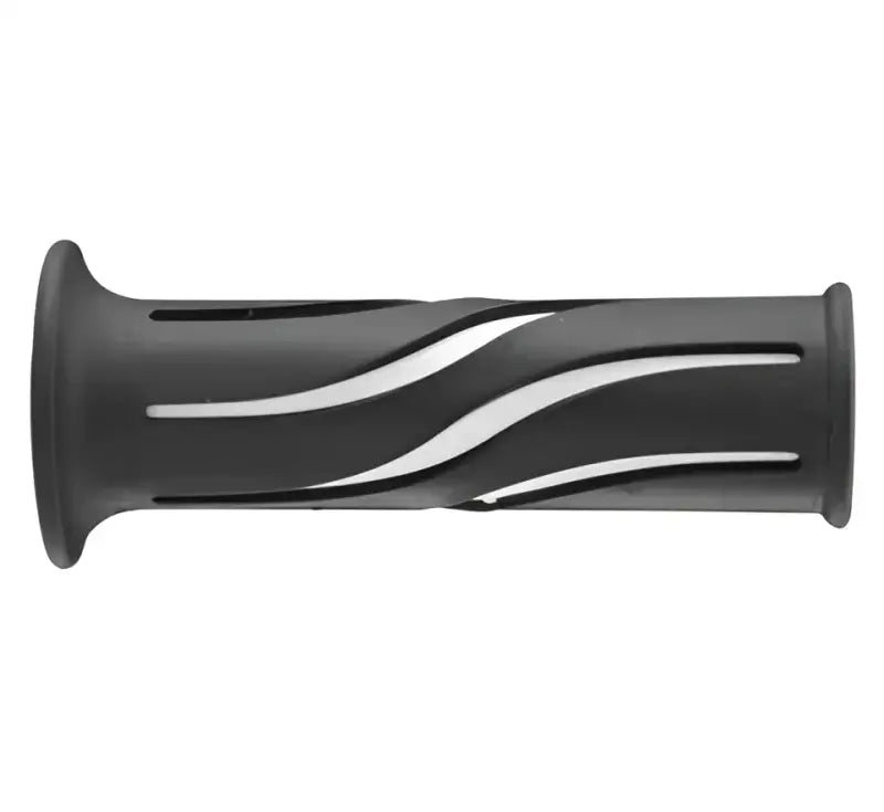 Black rubber 8in wave grips with cutouts for BikeMaster 7/8in handlebar riding comfort