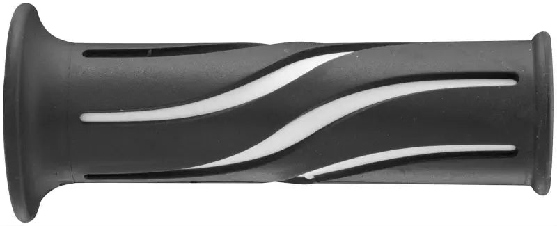 Black bicycle handlebar grip with white grooves from BikeMaster 7/8in Wave Grips collection