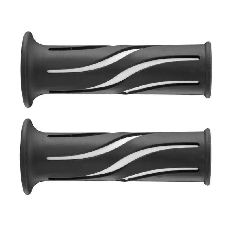 Two black 8in wave grips for motorcycle handlebars, perfect for BikeMaster 7/8in Wave Grips