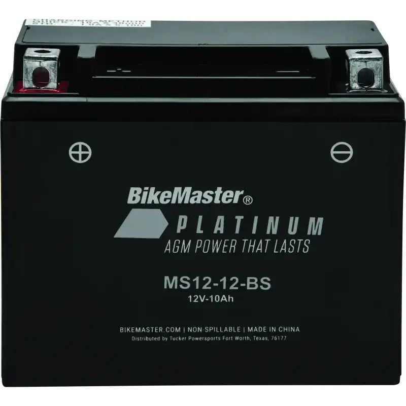 BikeMaster AGM Battery - MS12-12-BS - 780708, 12V, 12Ah, superior performance for motorcycles, ATVs, RV, marine, powersports, off-road vehicles, high-quality and durable construction.