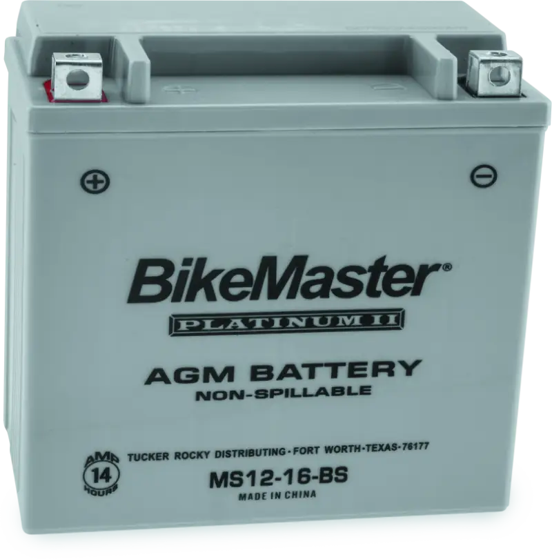 BikeMaster AGM Battery - MS12-16-BS - 780720, maintenance-free design, reliable motorcycle power, AGM technology, durable performance, RV, Automotive, Powersports, off-road, marine, exterior, truck accessories, interior, truck bed, rv parts, Auto Maintenance, Batteries, Starting & Charging, AVADA - Best Sellers, Must Haves