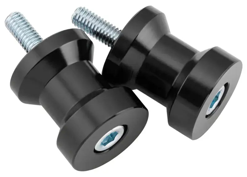 Black BikeMaster alum spool kit with silver bolts for durable motorcycle mounting