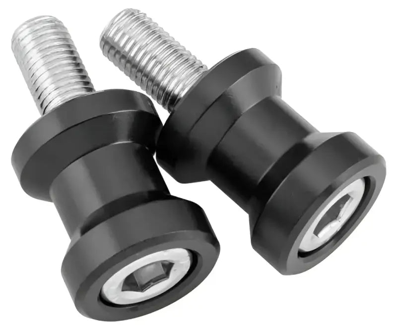 Black BikeMaster alum spool kit with threaded bolts for Harley bikes