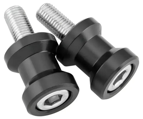 Black BikeMaster alum spool kit with threaded bolts for Harley bikes