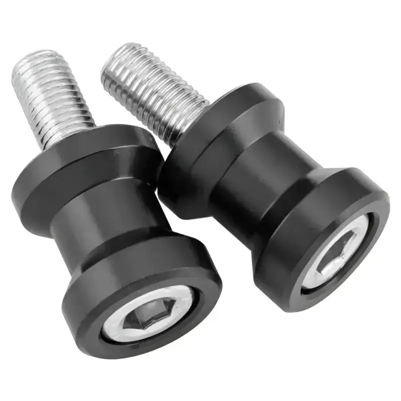 Black BikeMaster alum spool kit with threaded bolts for Harley bikes