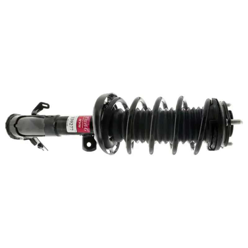 Black coil spring strut assembly on BikeMaster Anodized Aluminum Barend Pair Red