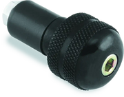 Black knurled handlebar end for better grip and anti-vibration bar ends on BikeMaster bike