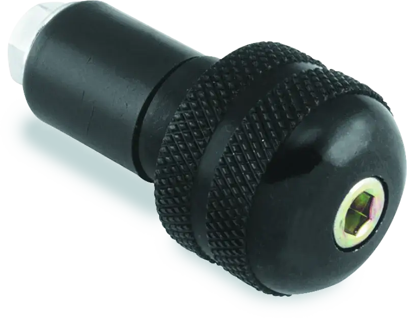 Black knurled handlebar end for better grip and anti-vibration bar ends on BikeMaster bike