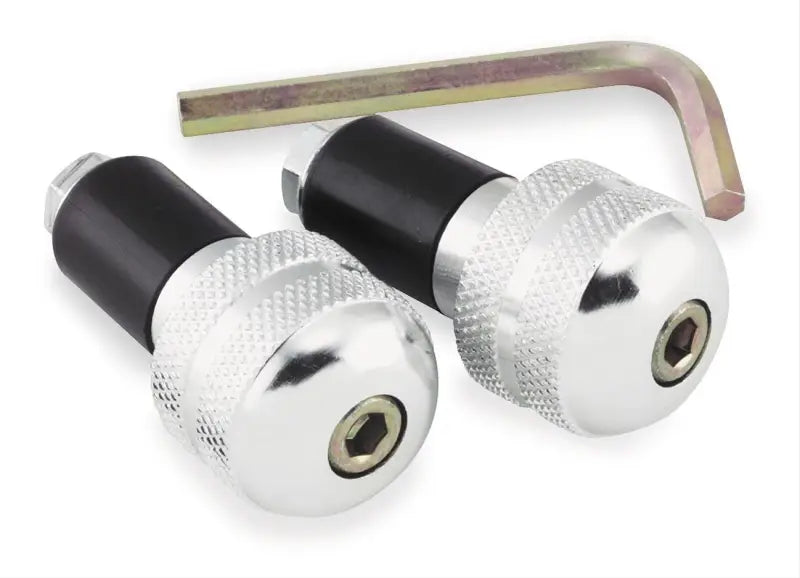 Silver and black bike master anti vibration bar ends with hex key for comfy rides