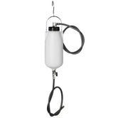 BikeMaster auxiliary fuel tank with white plastic pump and black hoses