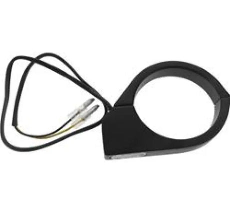 BikeMaster Billet front turn signal mount with black handlebar fitment for easy install