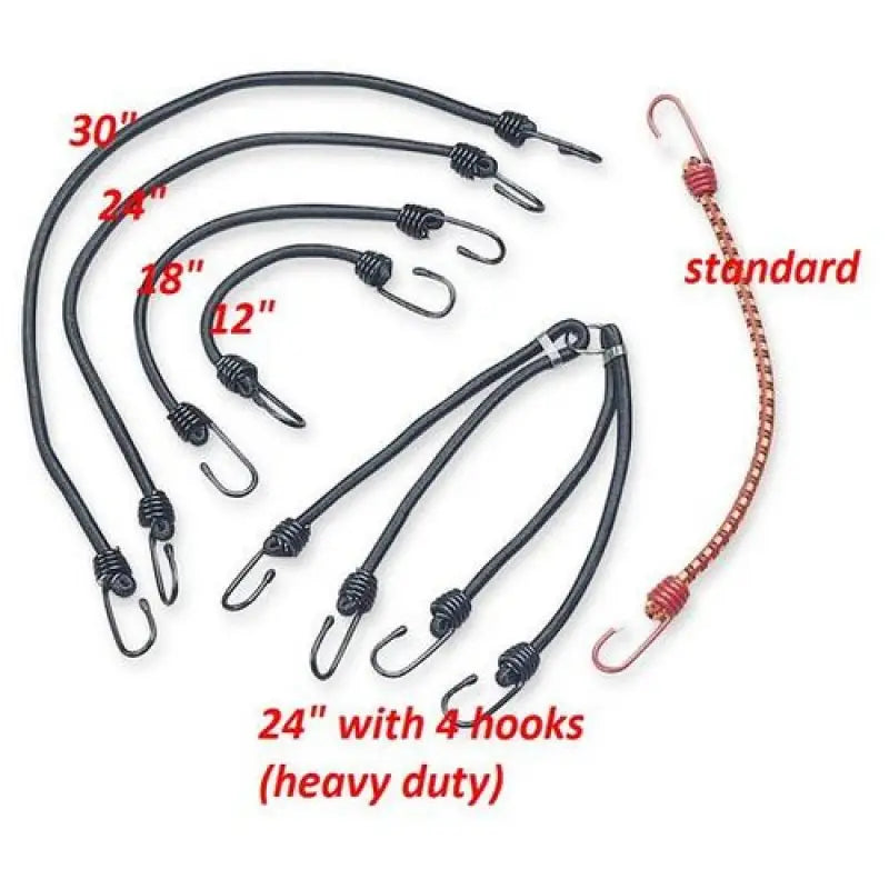 Assorted Bungee Cords with Hooks for BikeMaster Bungee 24in Heavy Duty Use