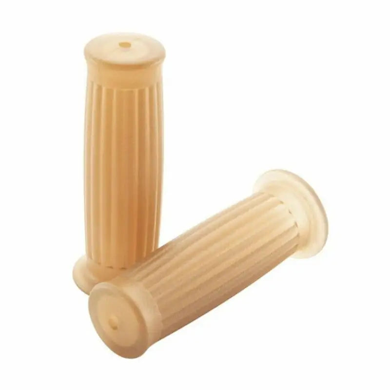 Pair of ribbed beige bikemaster classic lines grips for cafe bikes