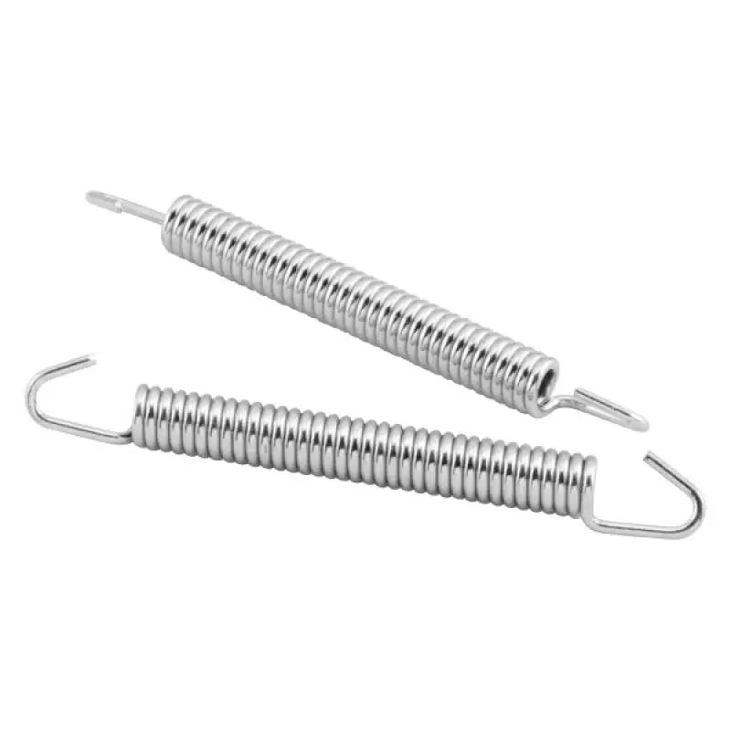 Two silver Bikemaster exhaust springs for bike exhaust systems