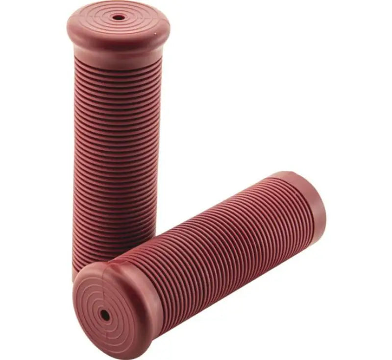 BikeMaster High Fidelity Grips in Maroon - Ribbed Bicycle Handlebar Grips for BikeMaster High