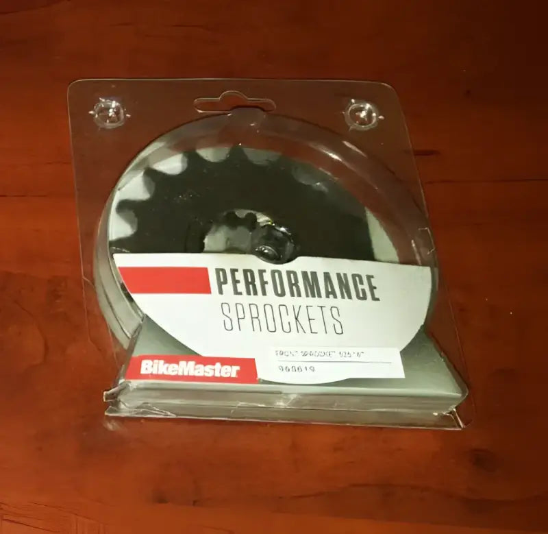 Black performance sprocket in packaging for efficient power transfer on Honda motorcycles