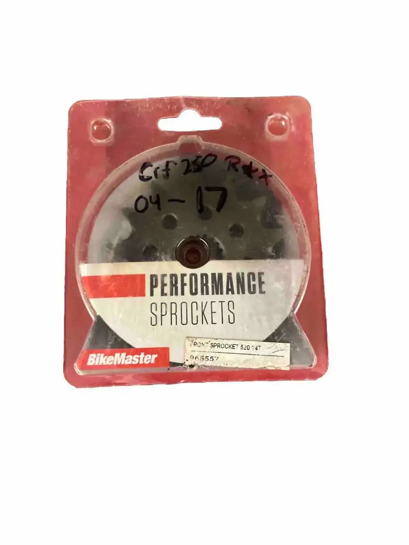 Black BikeMaster Honda Front Sprocket in red packaging for improved motorcycle’s performance